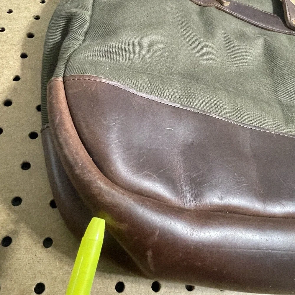 H.GOOSE Field Collection Canvas Leather Buffalo Plaid Lined Messenger Bag
